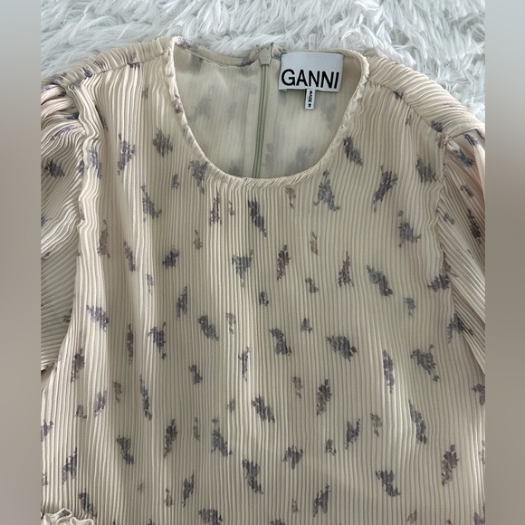 GANNI‎ georgette Tiered Pleated mini dress Sz 34 - Picture 2 of 5